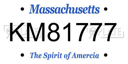 KM81777 Massachusetts License Plate
