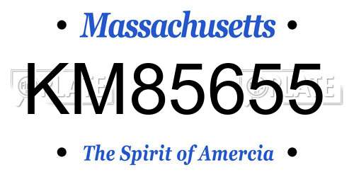 KM85655 Massachusetts License Plate