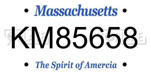 KM85658 Massachusetts License Plate