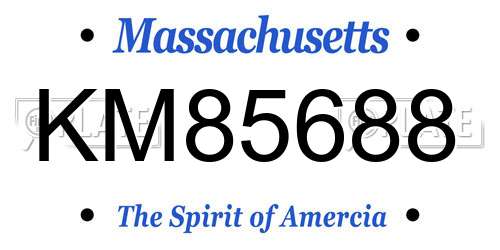KM85688 Massachusetts License Plate