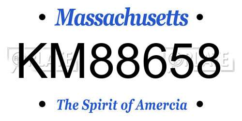 KM88658 Massachusetts License Plate