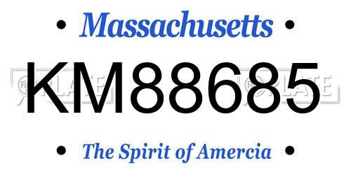 KM88685 Massachusetts License Plate