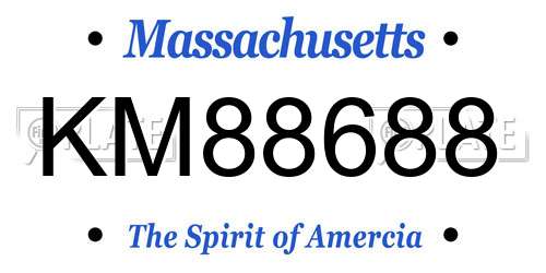 KM88688 Massachusetts License Plate