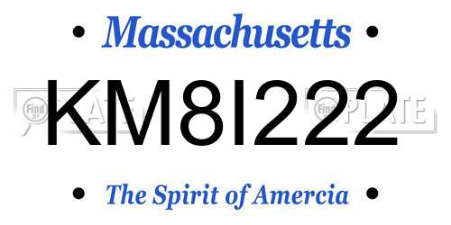 KM8I222 Massachusetts License Plate