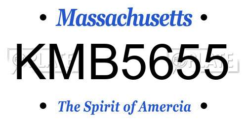 KMB5655 Massachusetts License Plate
