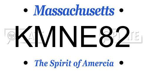 KMNE82 Massachusetts License Plate