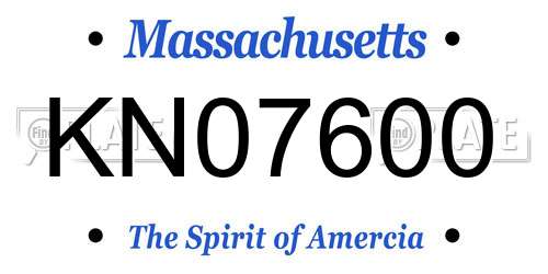 KN07600 Massachusetts License Plate