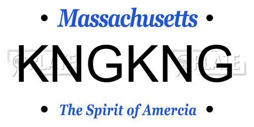 KNGKNG Massachusetts License Plate