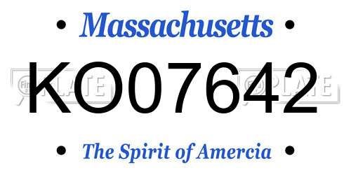 KO07642 Massachusetts License Plate