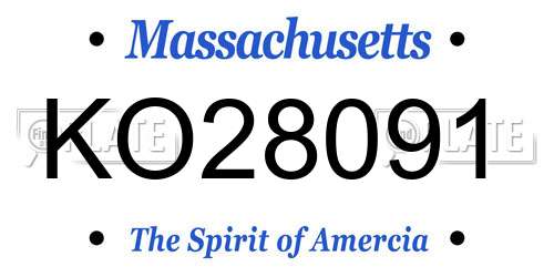 KO28091 Massachusetts License Plate