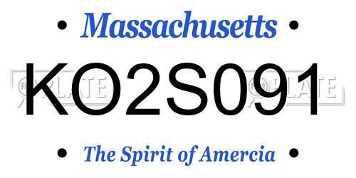 KO2S091 Massachusetts License Plate