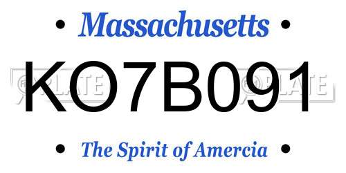 KO7B091 Massachusetts License Plate