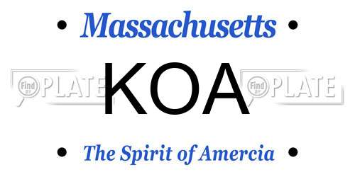 KOA Massachusetts License Plate