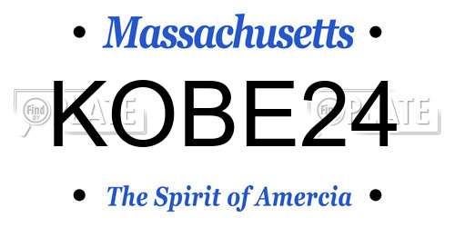KOBE24 Massachusetts License Plate