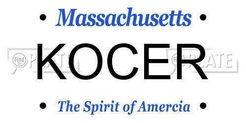 KOCER Massachusetts License Plate