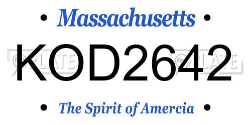 KOD2642 Massachusetts License Plate