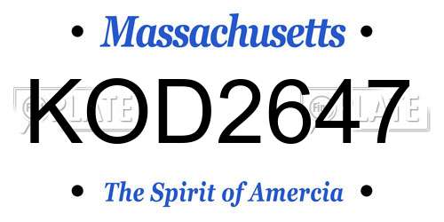 KOD2647 Massachusetts License Plate
