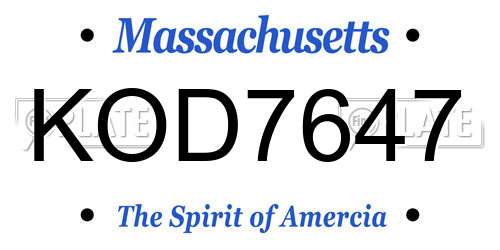 KOD7647 Massachusetts License Plate