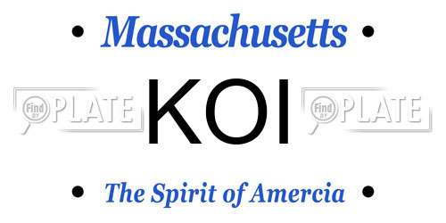KOI Massachusetts License Plate