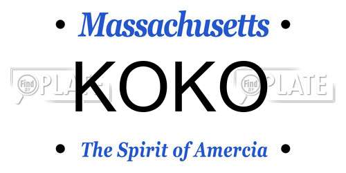 KOKO Massachusetts License Plate