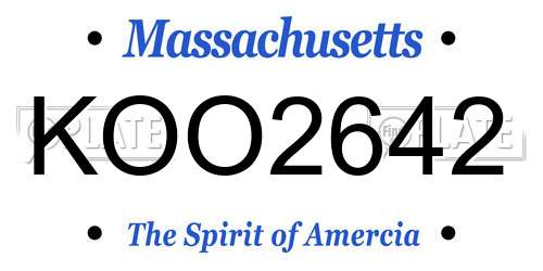 KOO2642 Massachusetts License Plate