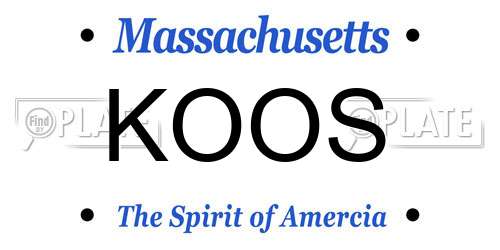 KOOS Massachusetts License Plate