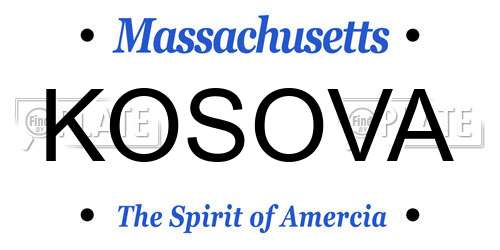 KOSOVA Massachusetts License Plate