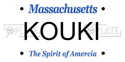 KOUKI Massachusetts License Plate