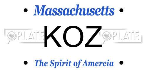 KOZ Massachusetts License Plate