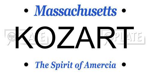 KOZART Massachusetts License Plate