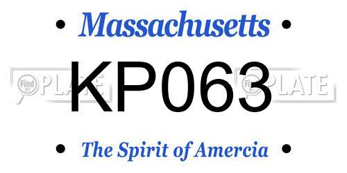 KP063 Massachusetts License Plate