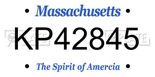 KP42845 Massachusetts License Plate