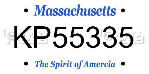 KP55335 Massachusetts License Plate