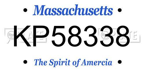 KP58338 Massachusetts License Plate
