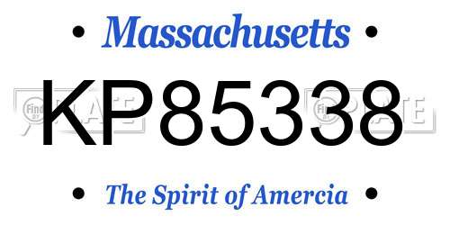 KP85338 Massachusetts License Plate