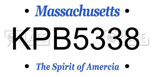 KPB5338 Massachusetts License Plate