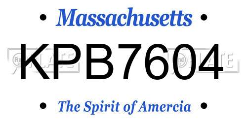 KPB7604 Massachusetts License Plate
