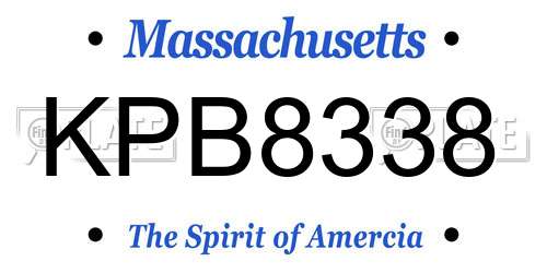 KPB8338 Massachusetts License Plate