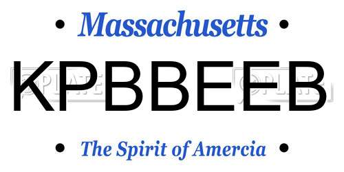KPBBEEB Massachusetts License Plate