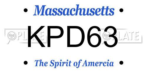 KPD63 Massachusetts License Plate