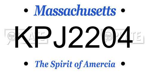 KPJ2204 Massachusetts License Plate