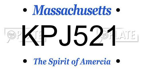 KPJ521 Massachusetts License Plate