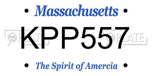 KPP557 Massachusetts License Plate