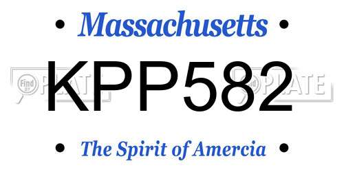 KPP582 Massachusetts License Plate