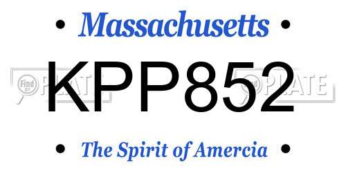 KPP852 Massachusetts License Plate
