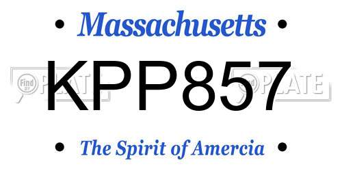 KPP857 Massachusetts License Plate