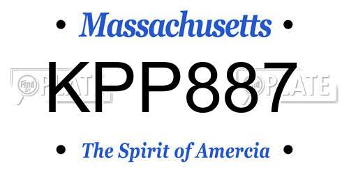 KPP887 Massachusetts License Plate