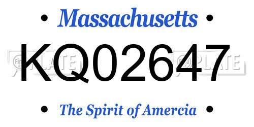 KQ02647 Massachusetts License Plate