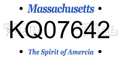 KQ07642 Massachusetts License Plate