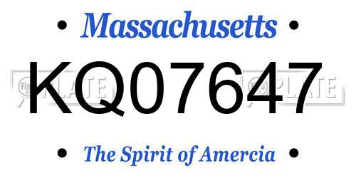 KQ07647 Massachusetts License Plate